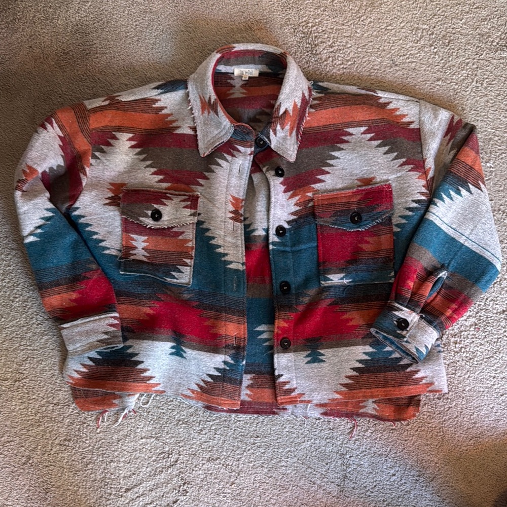 Oversized southwest print shacket